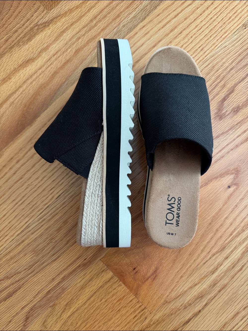 TOMS Like New Black Open-Toe Slide Mules - Picture 2 of 5